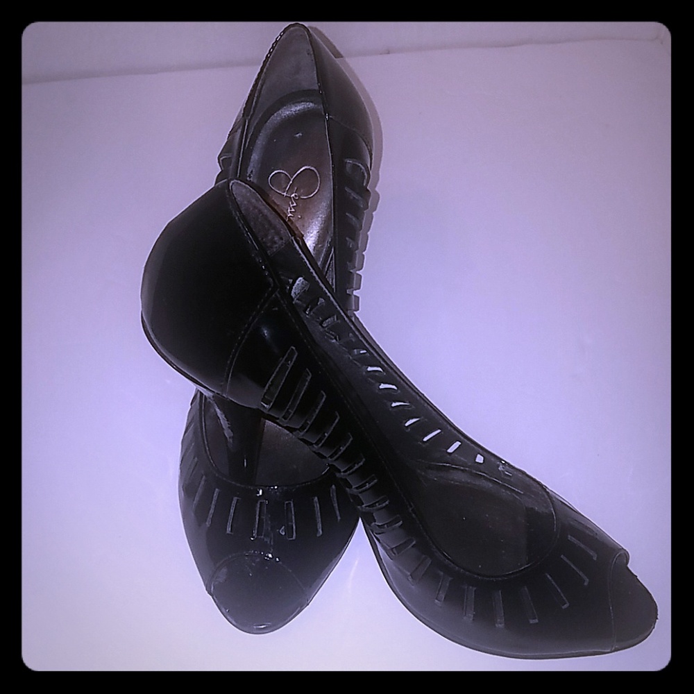Jessica Simpson black peep toe shoes